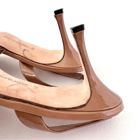 MANOLO BLAHNIK | Vintage SlingBack Pointed Toe Kitten Heel Leather Brown Tan 40 - Picture 13 of 15